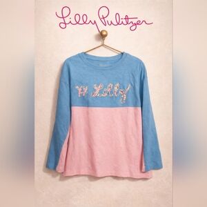 Lilly Pulitzer Kids Long Sleeve Tee in Blue and Pink